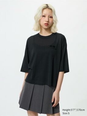Black Baby Monster Semi Sheer Crop Relaxed Tee